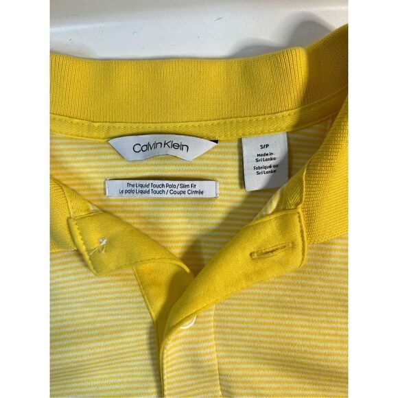 Calvin Klein Yellow Stripes Liquid Touch Polo Slim Fit Men’s Small - Picture 4 of 7